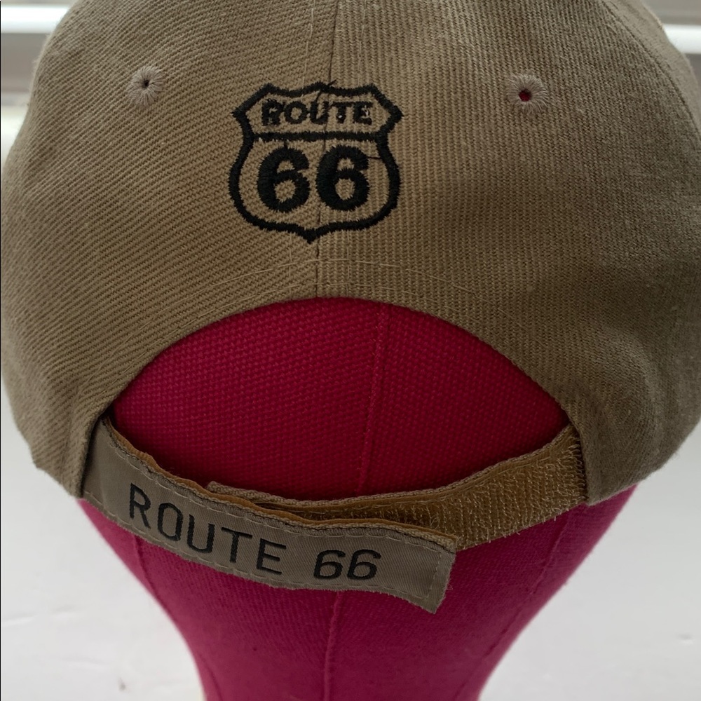 Sports Cap - Route 66 Beige Baseball Cap w/ Embroidered & Adjustable Strap-back - Picture 12 of 13